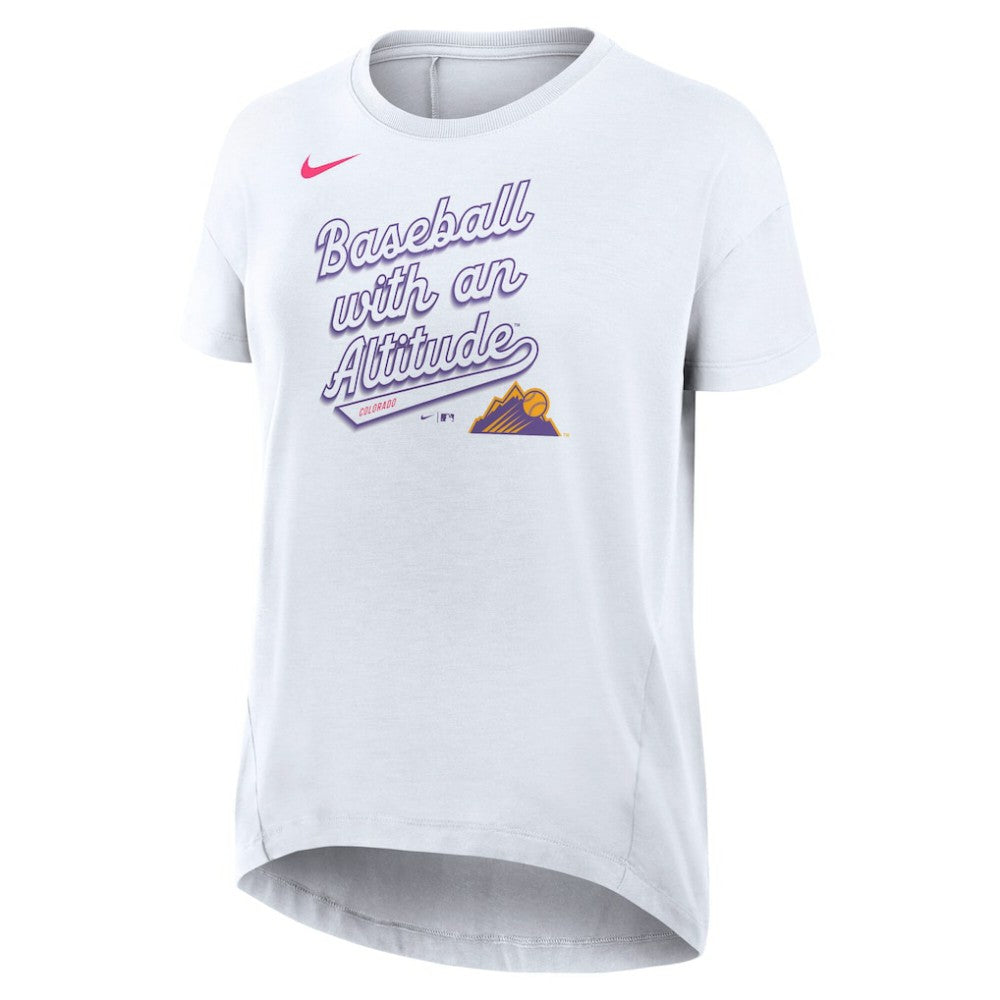 Colorado Rockies Women's 2025 City Connect Flowy Fashion Tri-Blend Dri-FIT T-Shirt White