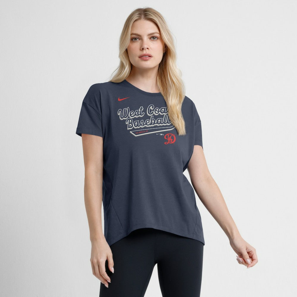 Los Angeles Dodgers Women's 2025 City Connect Flowy Fashion Tri-Blend Dri-FIT T-Shirt Charcoal