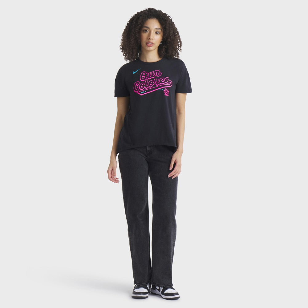 Miami Marlins Women's 2025 City Connect Flowy Fashion Tri-Blend Dri-FIT T-Shirt Black