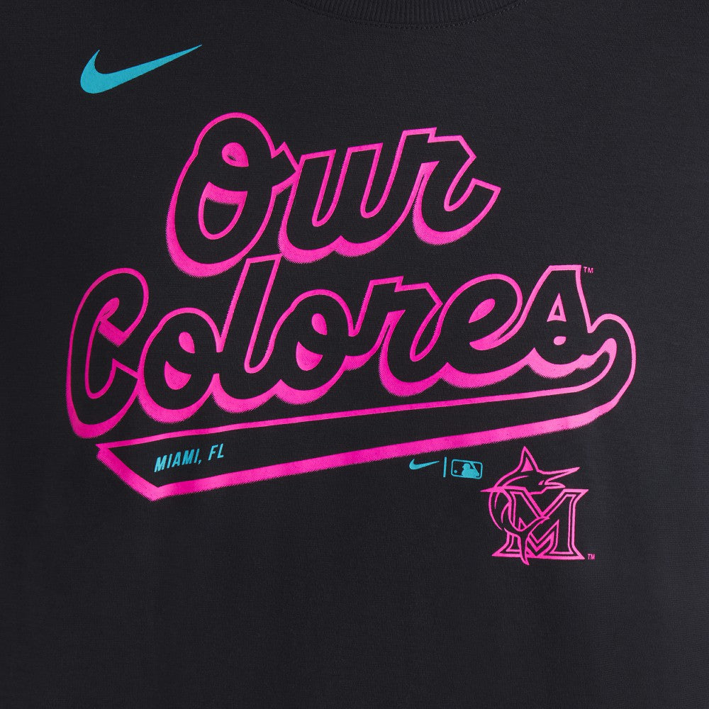 Miami Marlins Women's 2025 City Connect Flowy Fashion Tri-Blend Dri-FIT T-Shirt Black