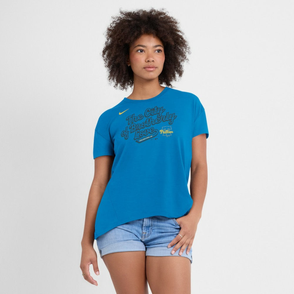 Philadelphia Phillies Women's 2025 City Connect Flowy Fashion Tri-Blend Dri-FIT T-Shirt Blue