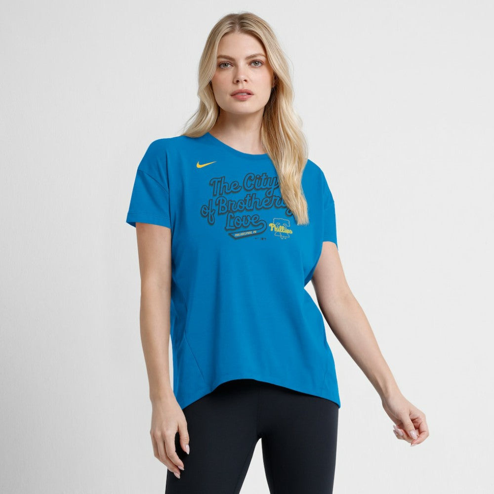 Philadelphia Phillies Women's 2025 City Connect Flowy Fashion Tri-Blend Dri-FIT T-Shirt Blue
