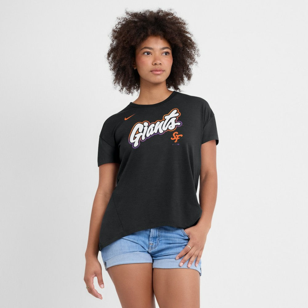 San Francisco Giants Women's 2025 City Connect Flowy Fashion Tri-Blend Dri-FIT T-Shirt Black