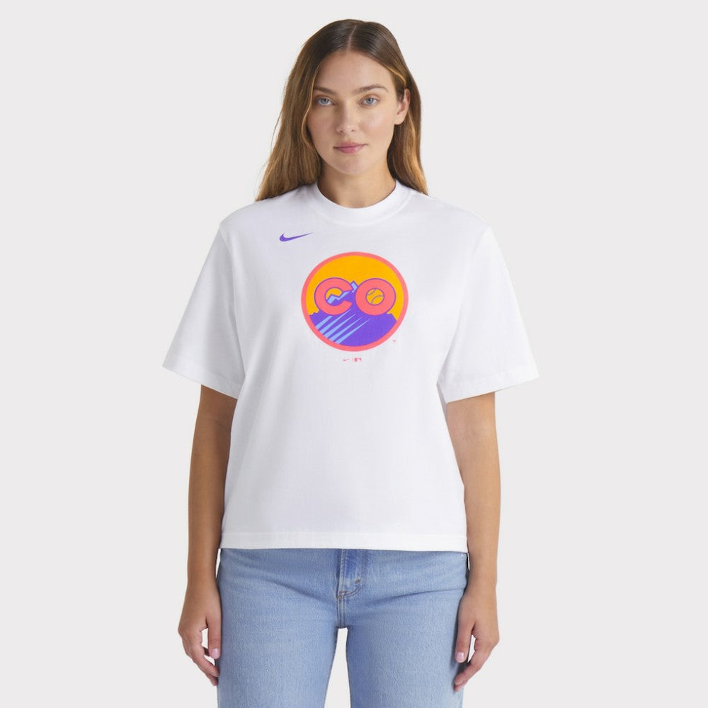 Colorado Rockies Women's 2025 City Connect Logo Boxy T-Shirt White