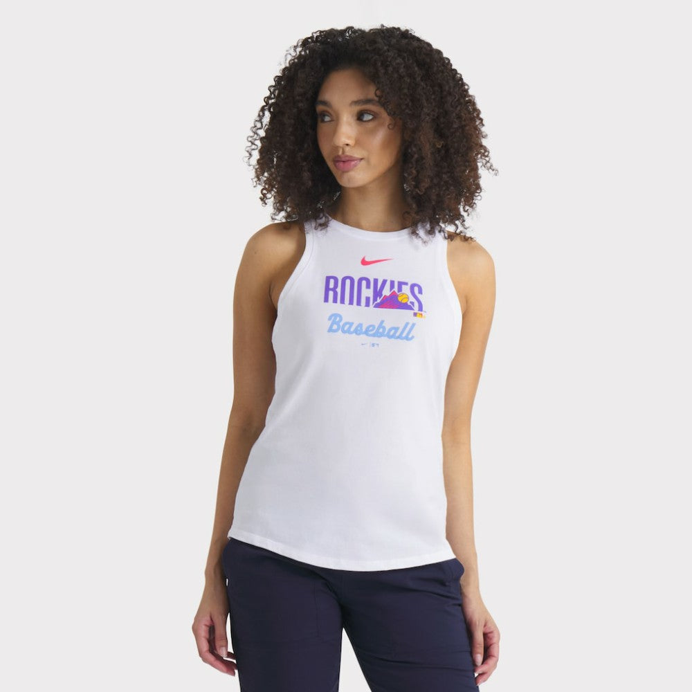 Colorado Rockies Women's City Connect Tricode High Neck Dri-FIT Tank Top White