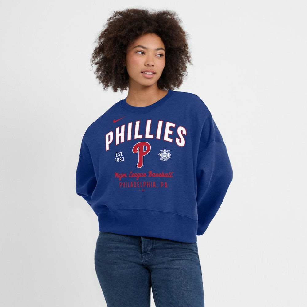 Philadelphia Phillies Women's Oversized High Hip Pullover Sweatshirt Royal