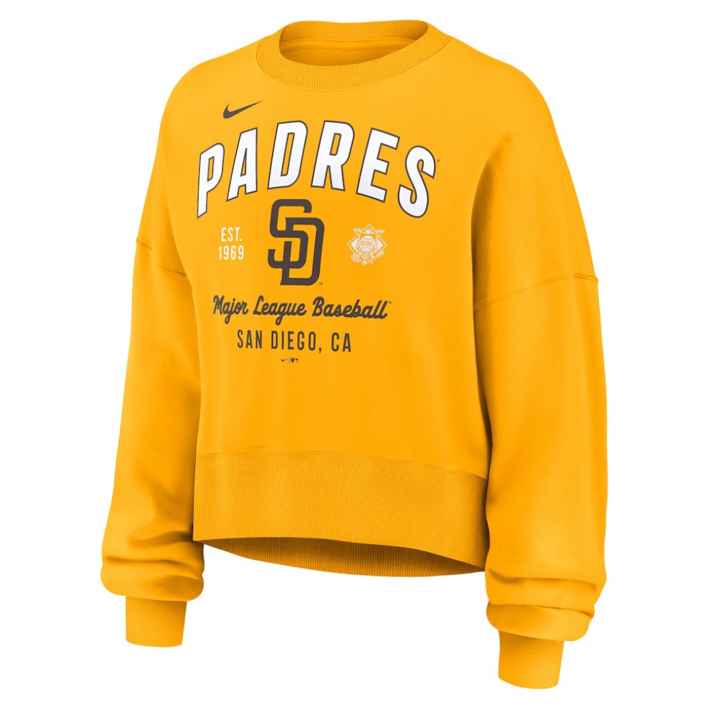 San Diego Padres Women's Oversized High Hip Pullover Sweatshirt Gold