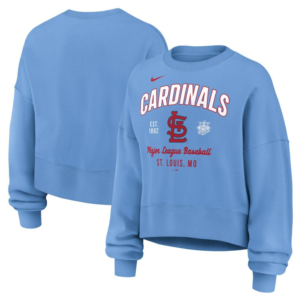 St. Louis Cardinals Women's Oversized High Hip Pullover Sweatshirt Light Blue