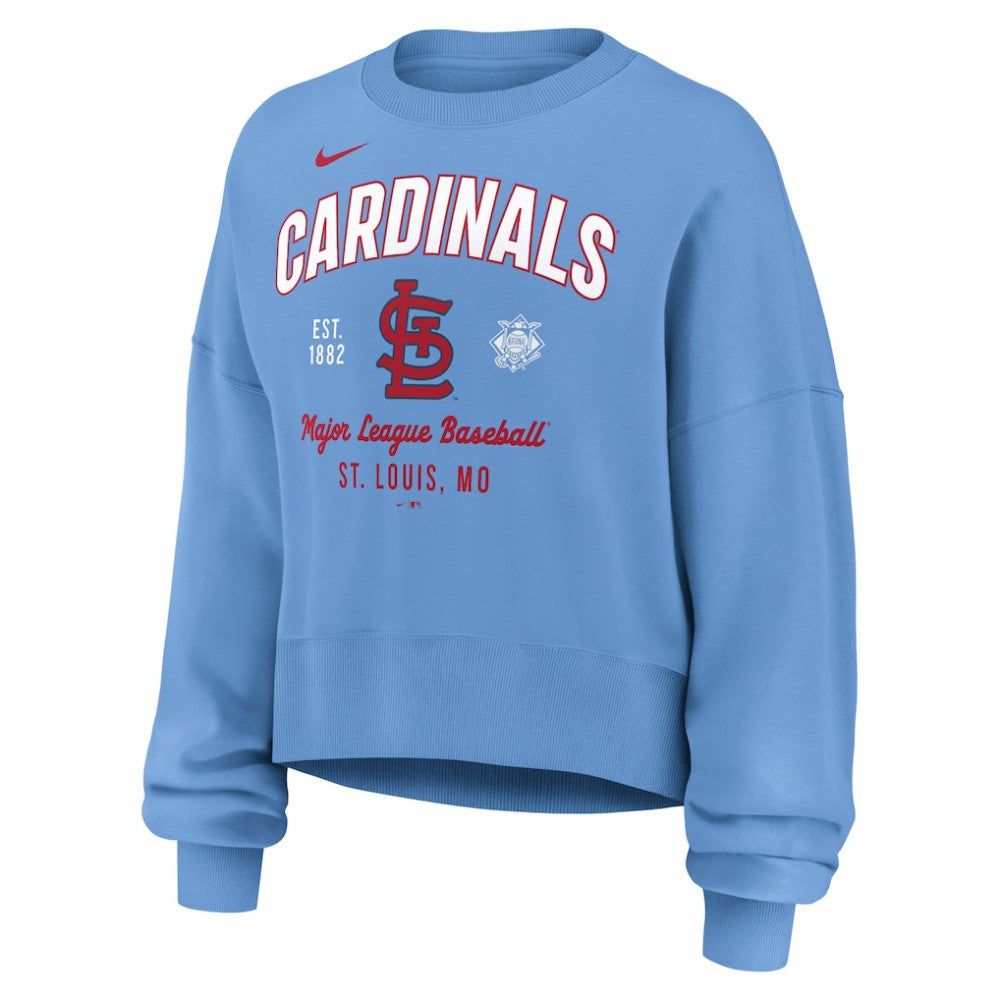 St. Louis Cardinals Women's Oversized High Hip Pullover Sweatshirt Light Blue