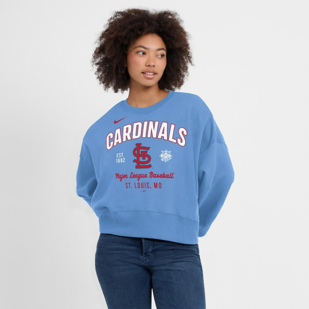 St. Louis Cardinals Women's Oversized High Hip Pullover Sweatshirt Light Blue
