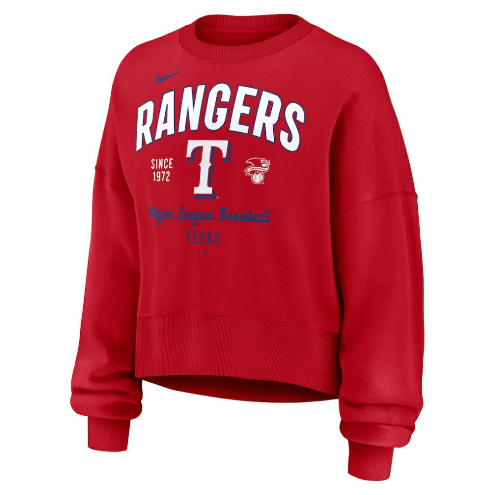 Texas Rangers Women's Oversized High Hip Pullover Sweatshirt Red