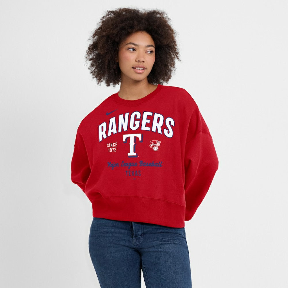Texas Rangers Women's Oversized High Hip Pullover Sweatshirt Red