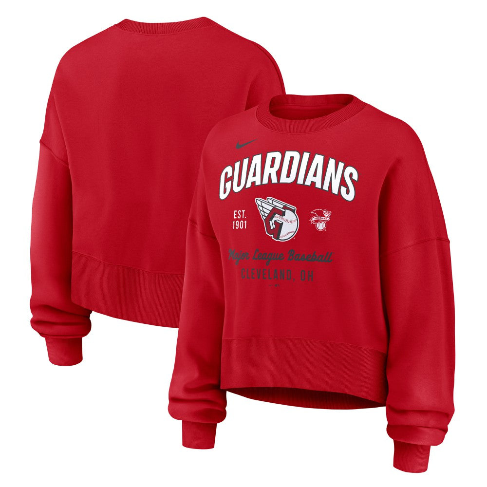 Cleveland Guardians Women's Oversized High Hip Pullover Sweatshirt Red