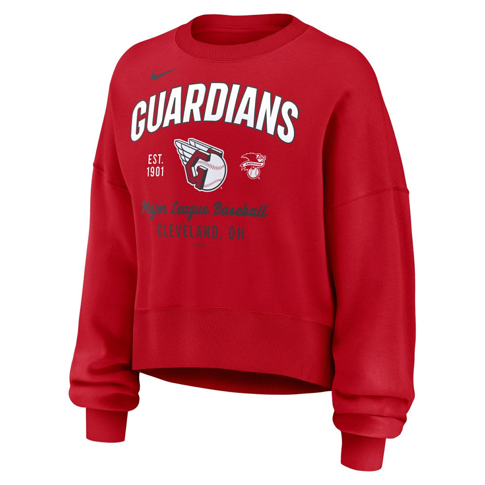 Cleveland Guardians Women's Oversized High Hip Pullover Sweatshirt Red