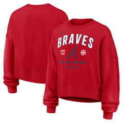 Atlanta Braves Women's Oversized High Hip Pullover Sweatshirt Red