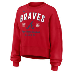Atlanta Braves Women's Oversized High Hip Pullover Sweatshirt Red