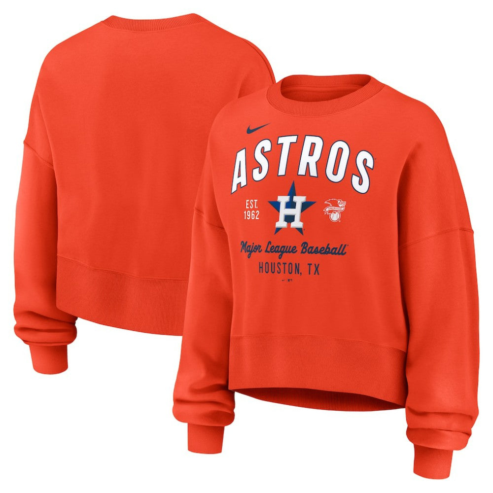 Houston Astros Women's Oversized High Hip Pullover Sweatshirt Orange