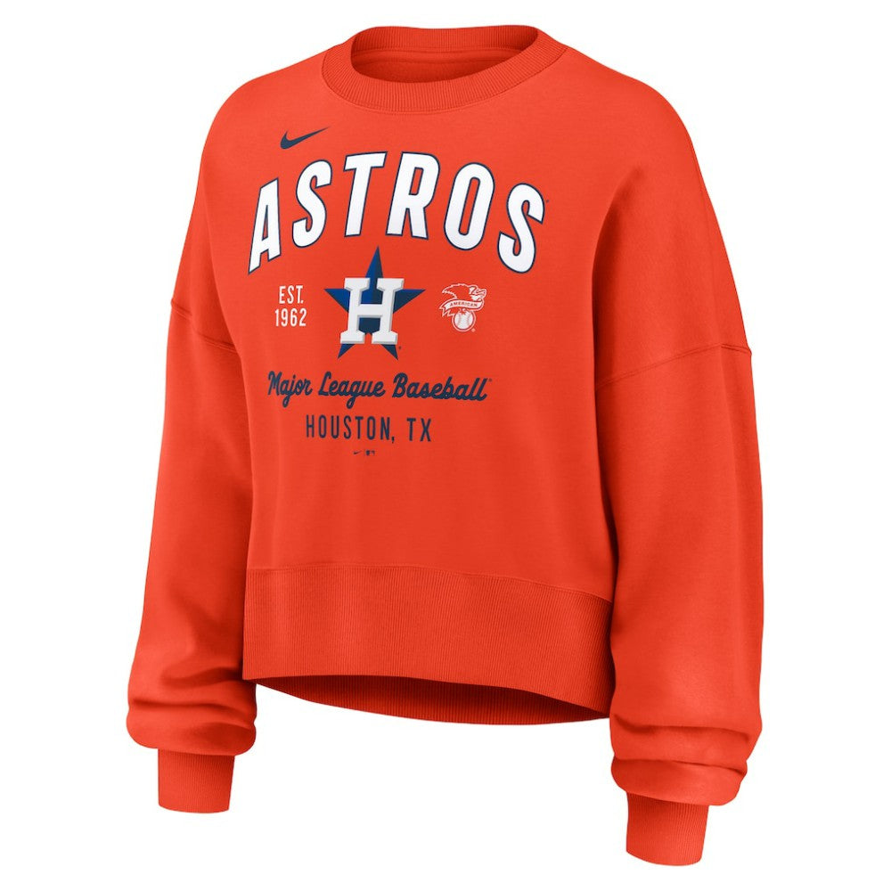 Houston Astros Women's Oversized High Hip Pullover Sweatshirt Orange