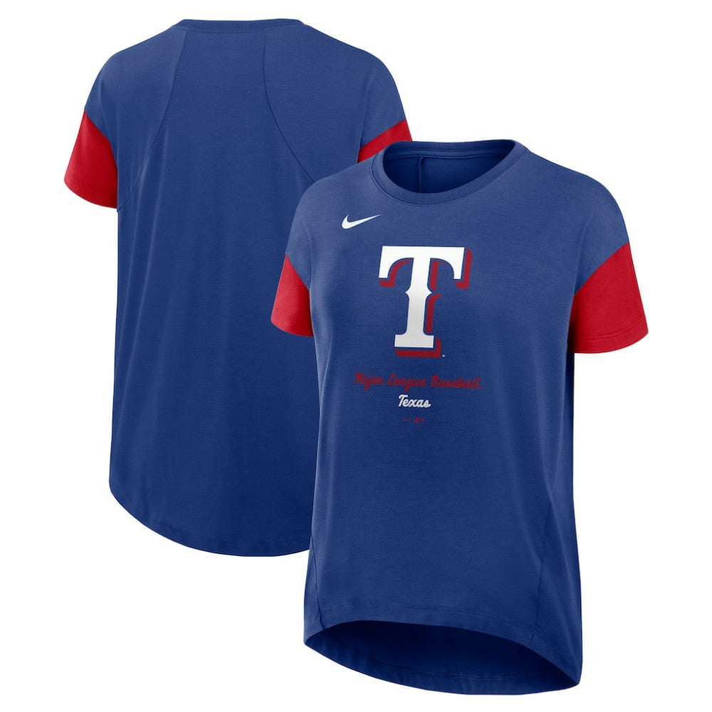 Texas Rangers Women's Flowy Fashion Tri-Blend Dri-FIT T-Shirt Royal