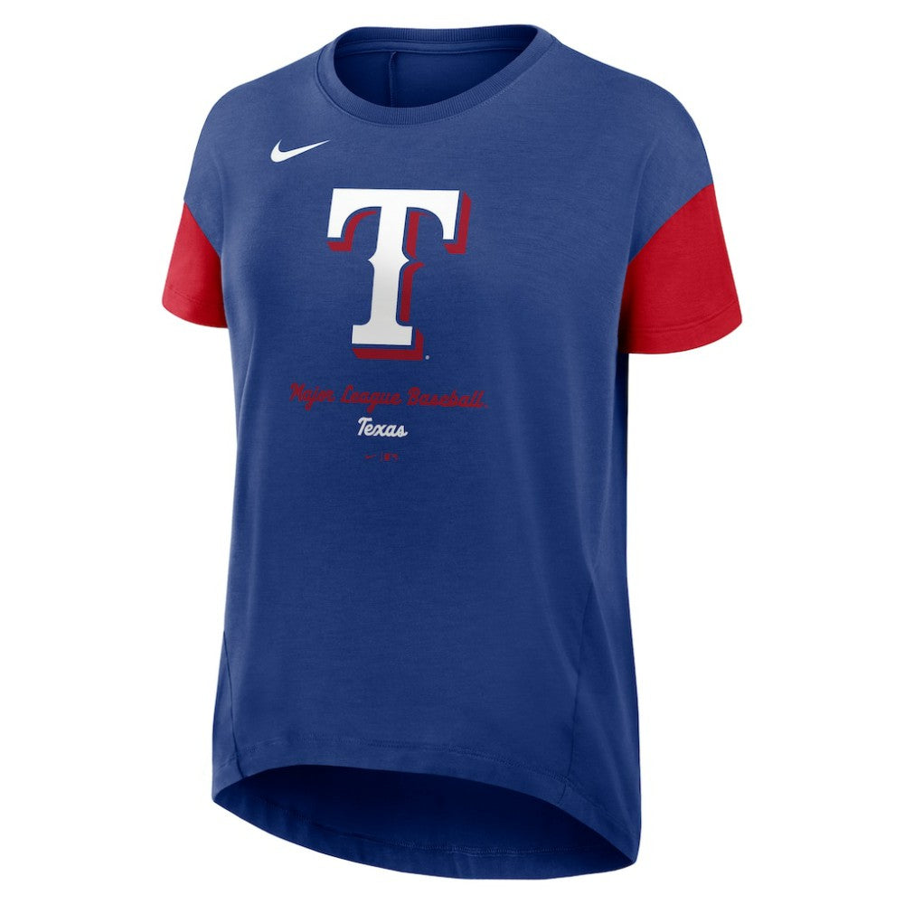 Texas Rangers Women's Flowy Fashion Tri-Blend Dri-FIT T-Shirt Royal