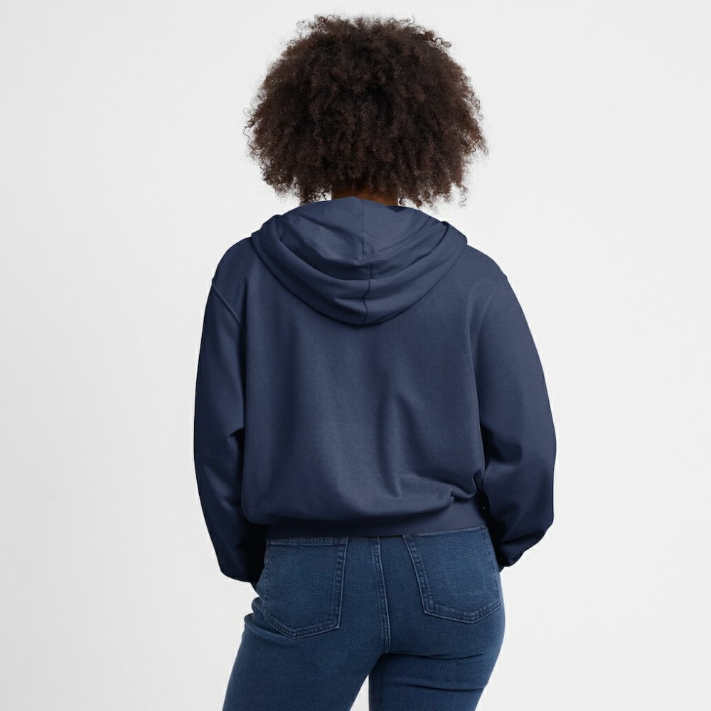 Milwaukee Brewers Women's Cropped Chill Full-Zip Hoodie Navy
