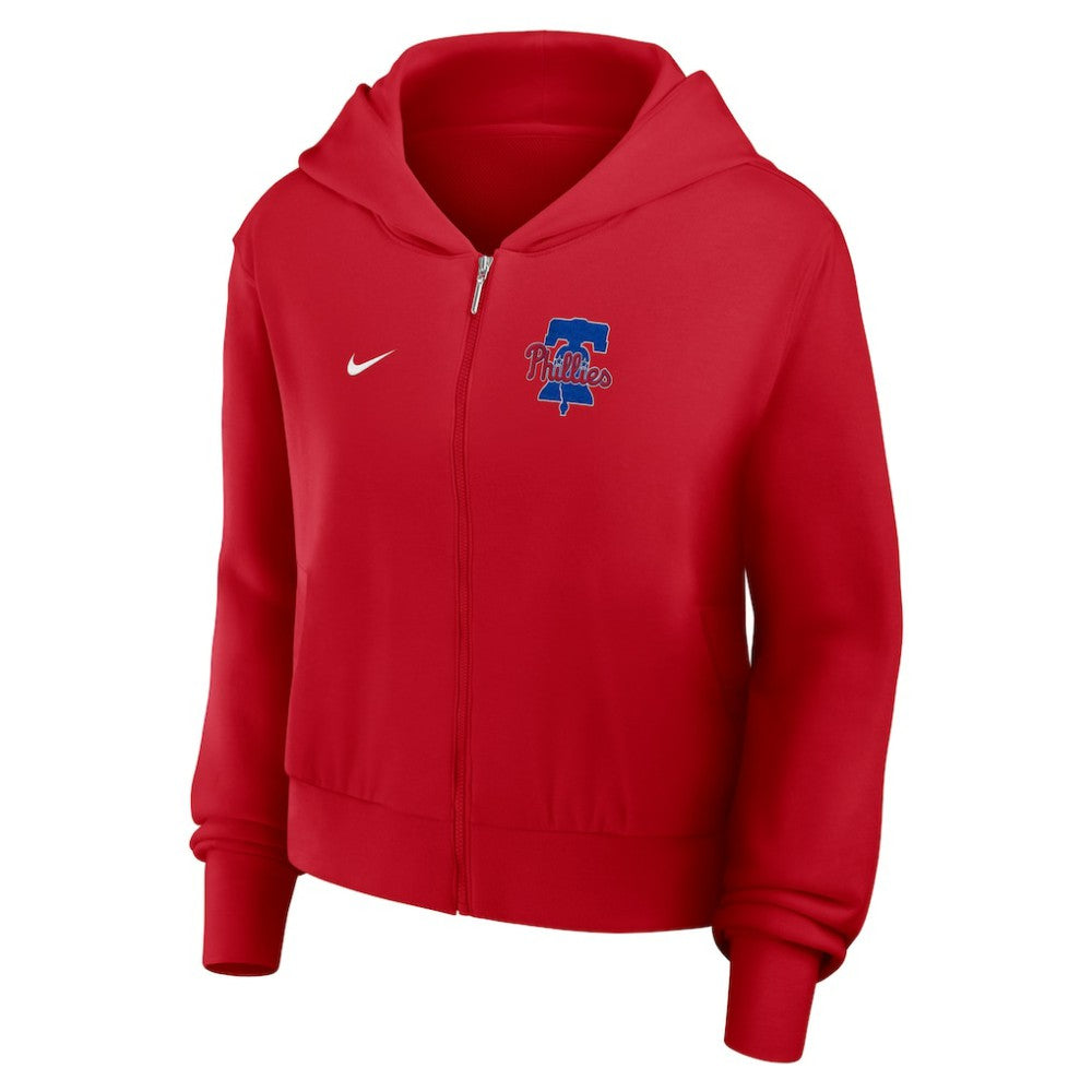 Philadelphia Phillies Women's Cropped Chill Full-Zip Hoodie Red