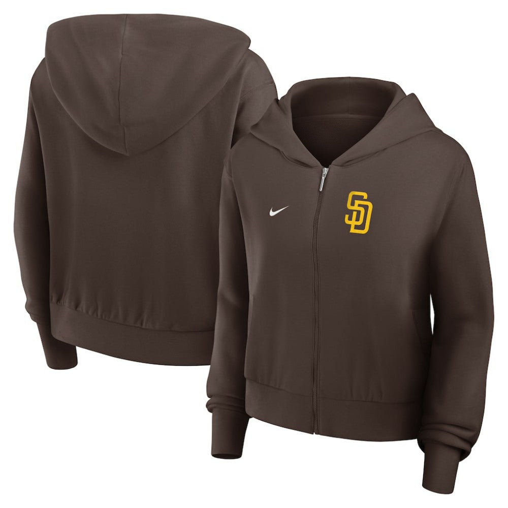 San Diego Padres Women's Cropped Chill Full-Zip Hoodie Brown