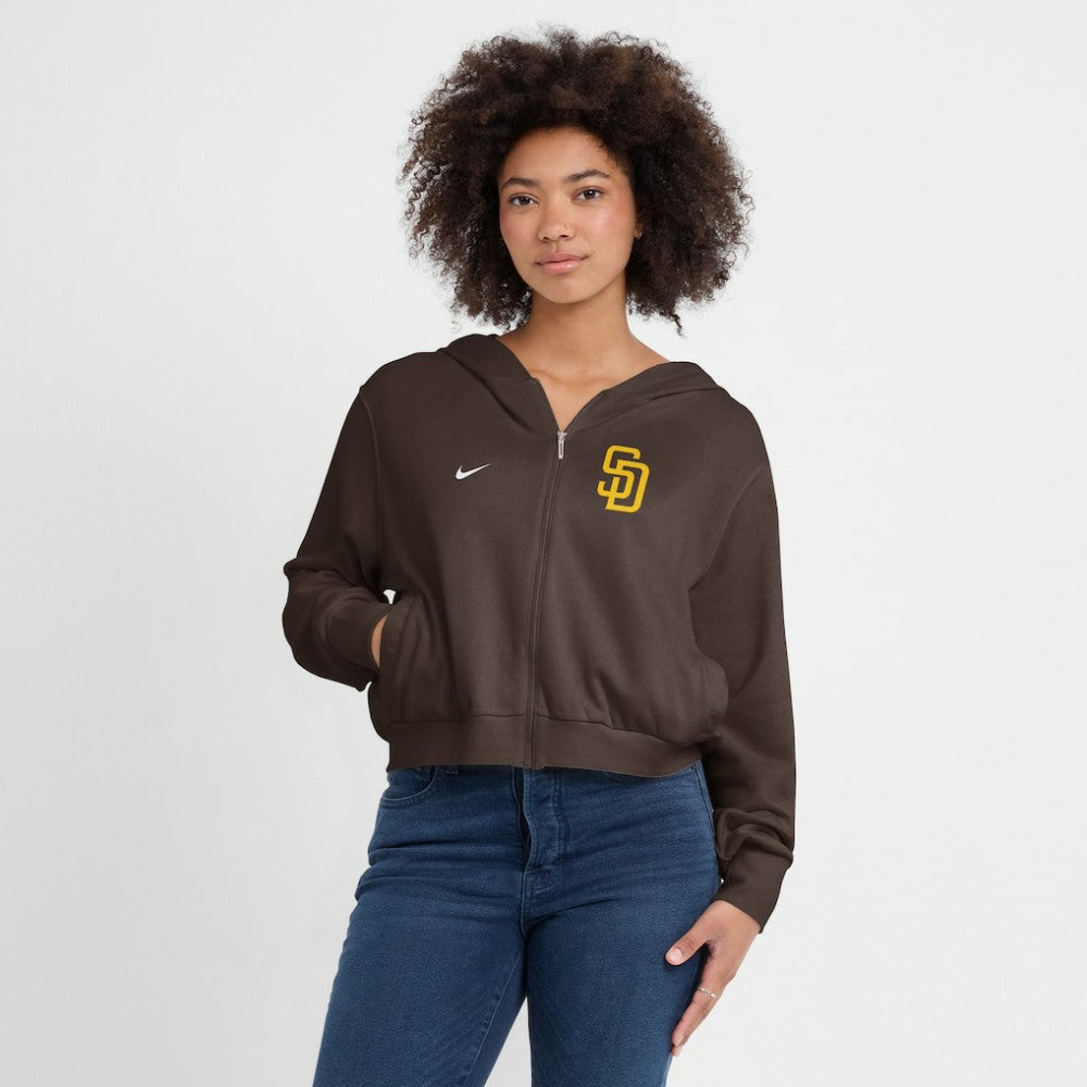 San Diego Padres Women's Cropped Chill Full-Zip Hoodie Brown