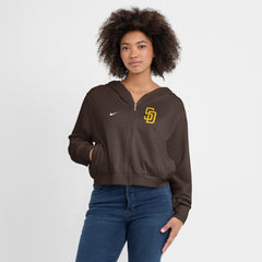 San Diego Padres Women's Cropped Chill Full-Zip Hoodie Brown