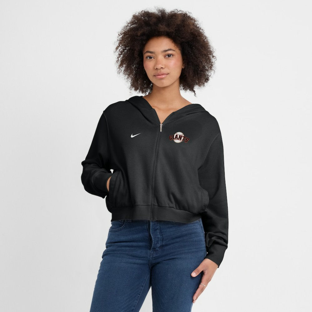 San Francisco Giants Women's Cropped Chill Full-Zip Hoodie Black