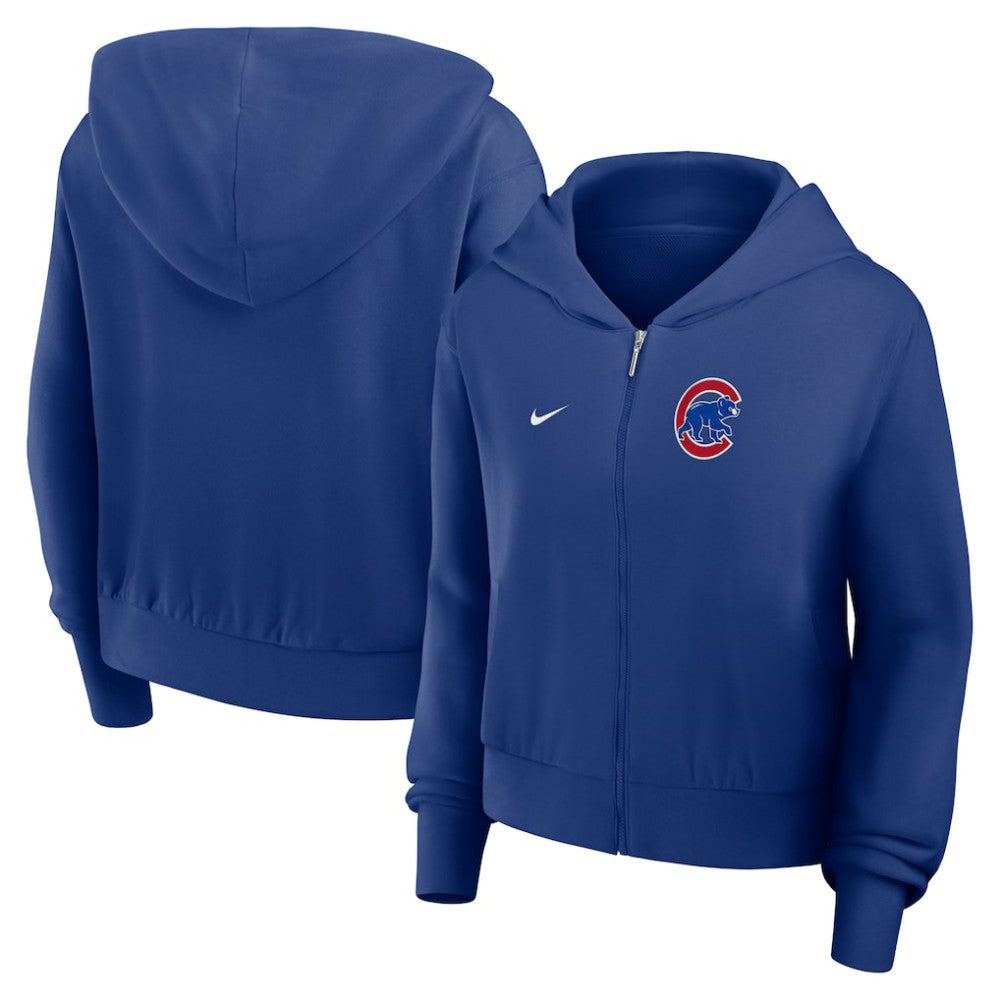 Chicago Cubs Women's Cropped Chill Full-Zip Hoodie Royal