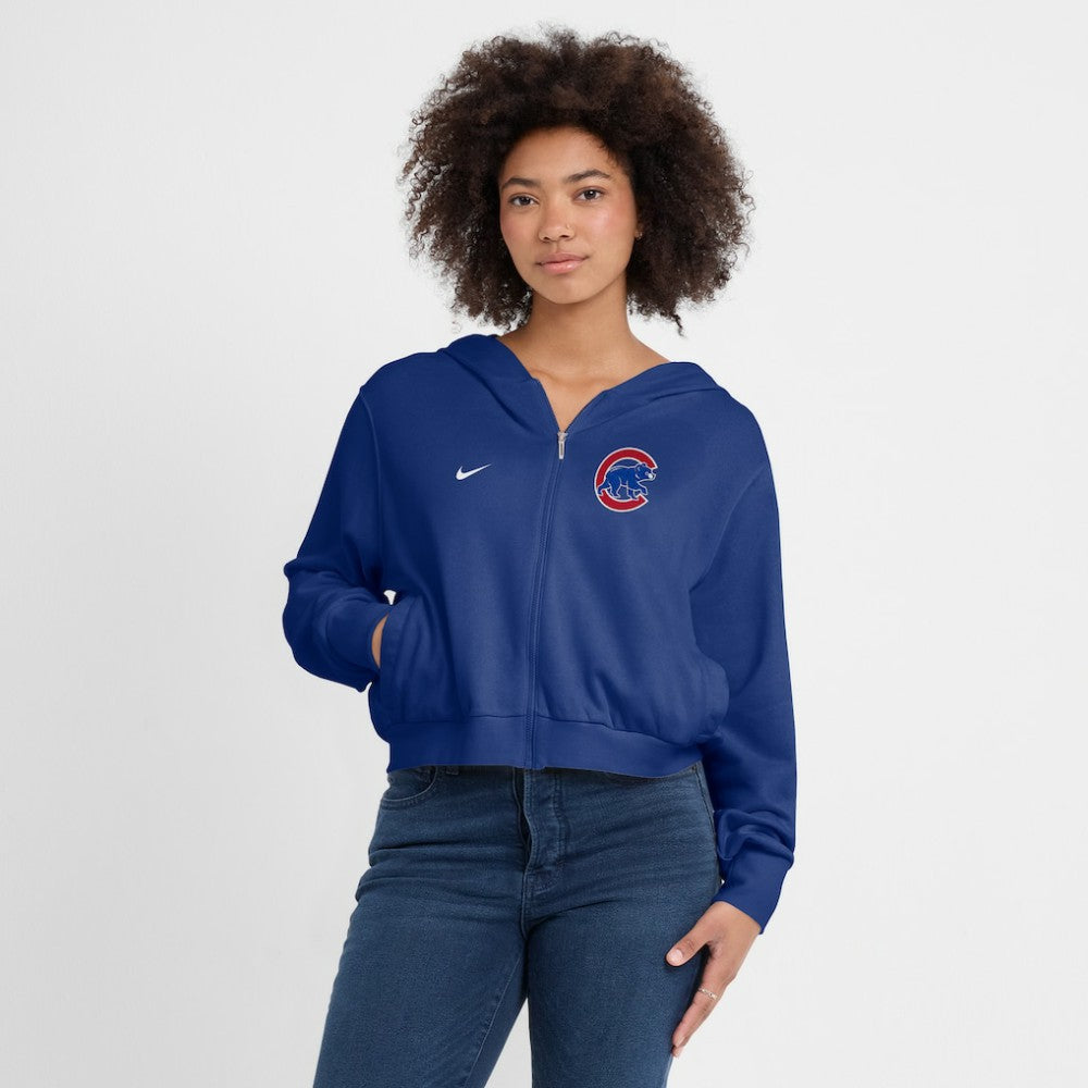 Chicago Cubs Women's Cropped Chill Full-Zip Hoodie Royal