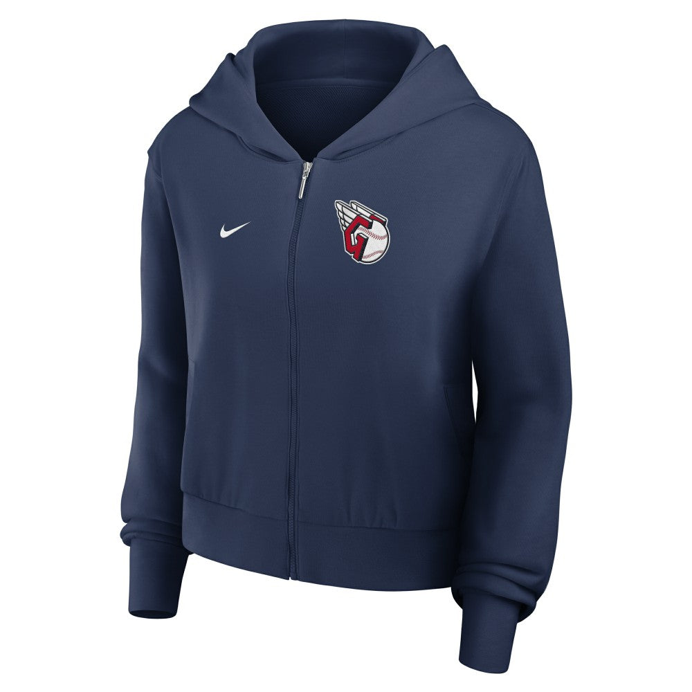 Cleveland Guardians Women's Cropped Chill Full-Zip Hoodie Navy