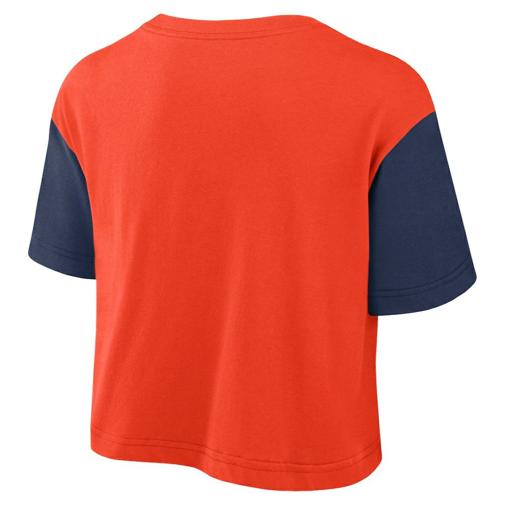Houston Astros Women's Script Dri-FIT Cropped T-Shirt Orange/Navy