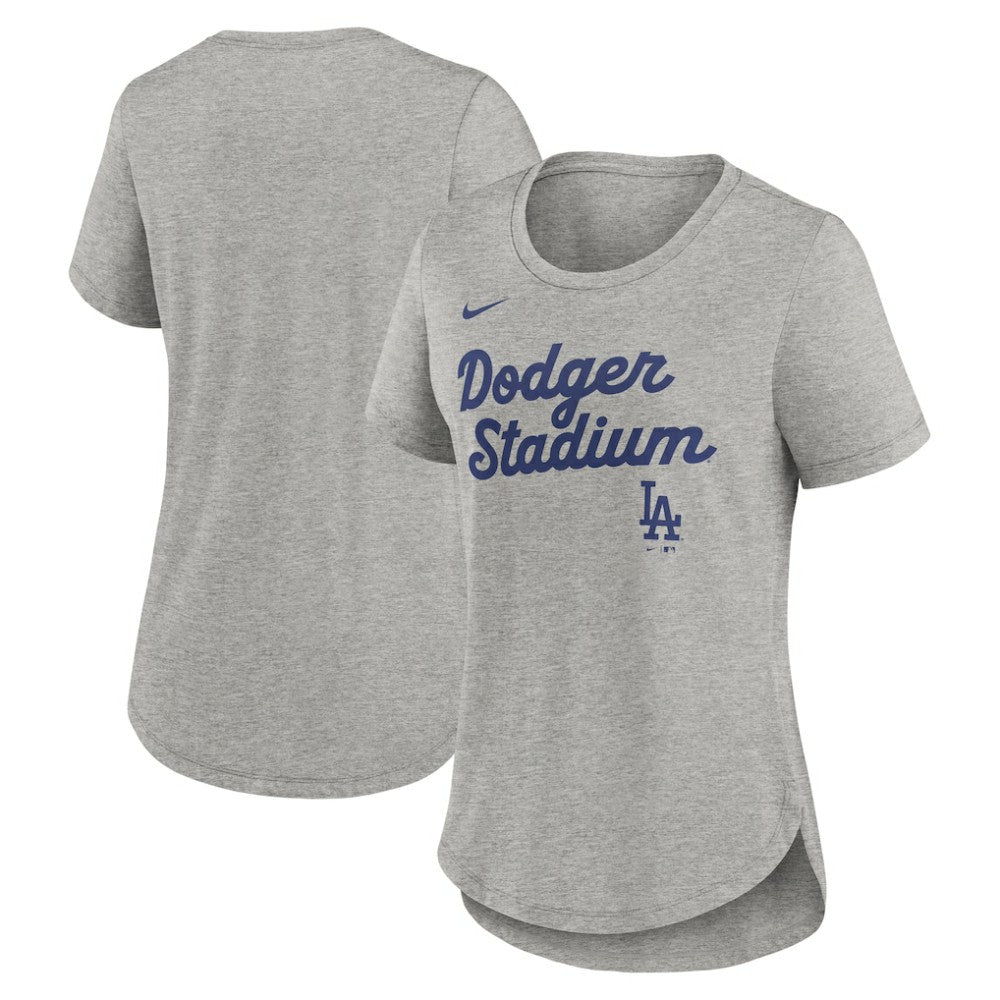 Los Angeles Dodgers Women's Script Tri-Blend T-Shirt Heather Gray