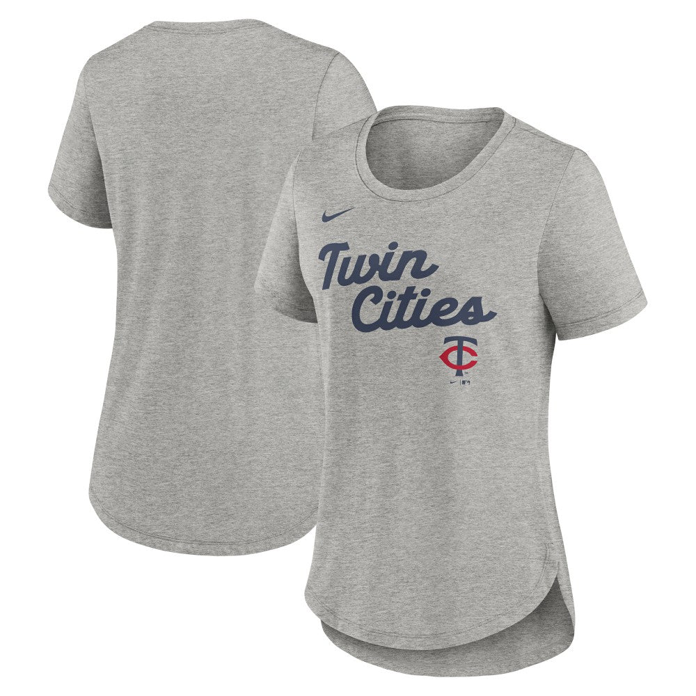 Minnesota Twins Women's Script Tri-Blend T-Shirt Heather Gray