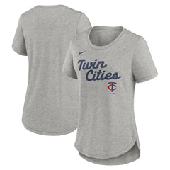 Minnesota Twins Women's Script Tri-Blend T-Shirt Heather Gray