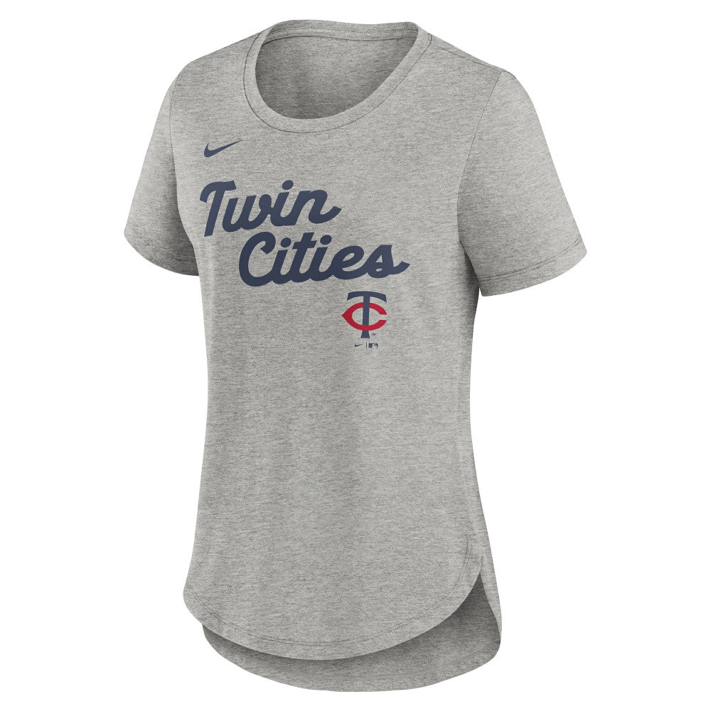 Minnesota Twins Women's Script Tri-Blend T-Shirt Heather Gray