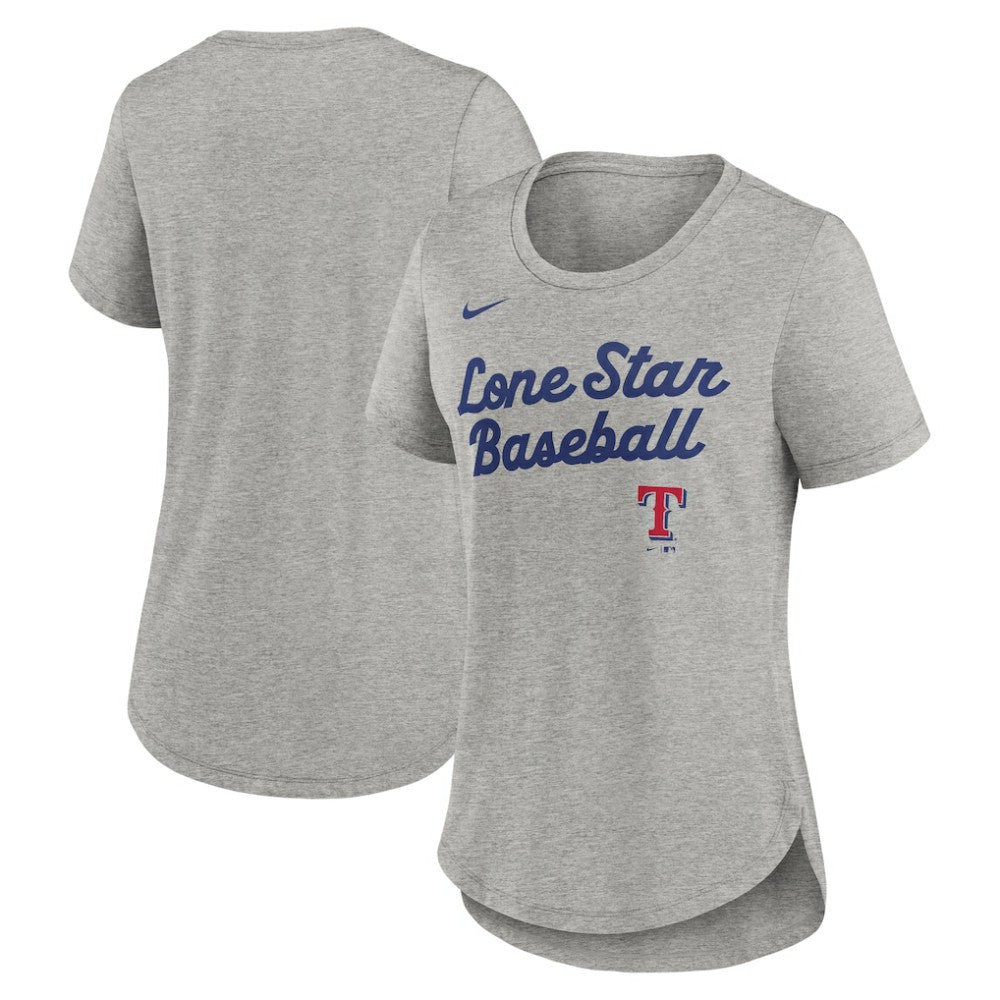 Texas Rangers Women's Script Tri-Blend T-Shirt Heather Gray