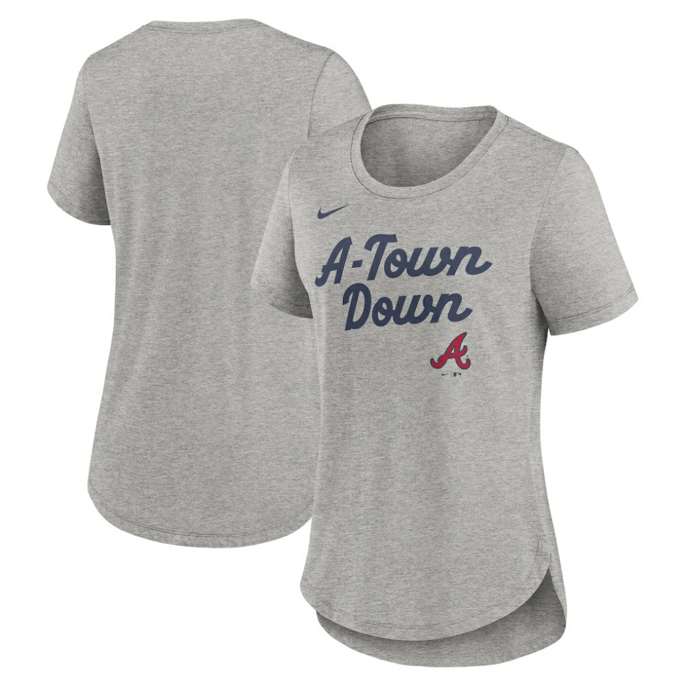 Atlanta Braves Women's Script Tri-Blend T-Shirt Heather Gray