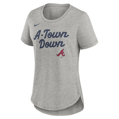 Atlanta Braves Women's Script Tri-Blend T-Shirt Heather Gray
