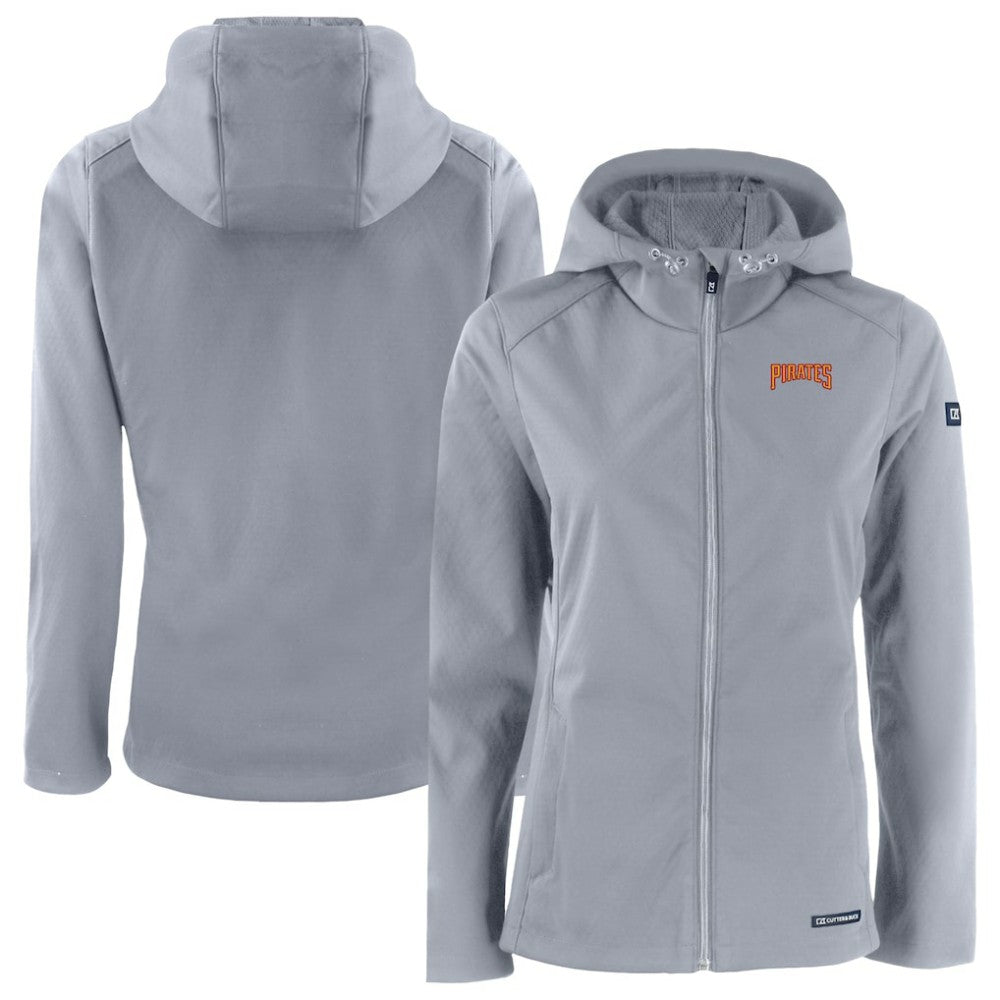 Pittsburgh Pirates Cutter & Buck Women's Evoke Eco Softshell Recycled Full-Zip Jacket Gray