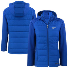 Kansas City Royals Cutter & Buck Women's  Evoke Hybrid Eco Softshell Recycled Full-Zip Hoodie Jacket Royal