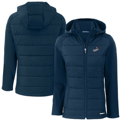 Los Angeles Dodgers Cutter & Buck Women's  Evoke Hybrid Eco Softshell Recycled Full-Zip Hoodie Jacket Navy