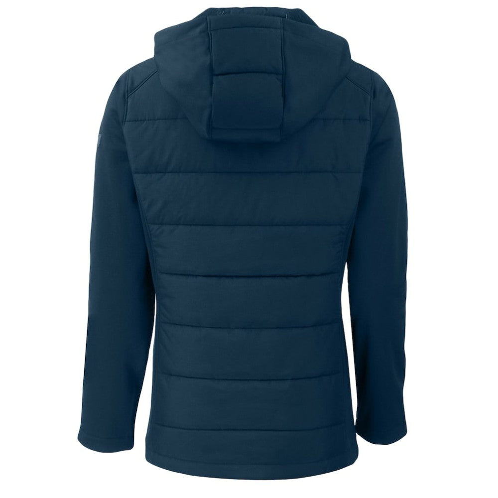 Seattle Mariners Cutter & Buck Women's  Evoke Hybrid Eco Softshell Recycled Full-Zip Hoodie Jacket Navy
