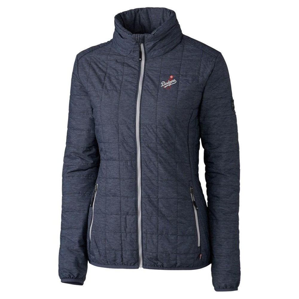Los Angeles Dodgers Cutter & Buck Women's Rainier PrimaLoft Eco Insulated Full-Zip Puffer Jacket Anthracite