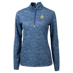 Seattle Mariners Cutter & Buck Women's  Traverse Camo Print Stretch Quarter-Zip Top Navy