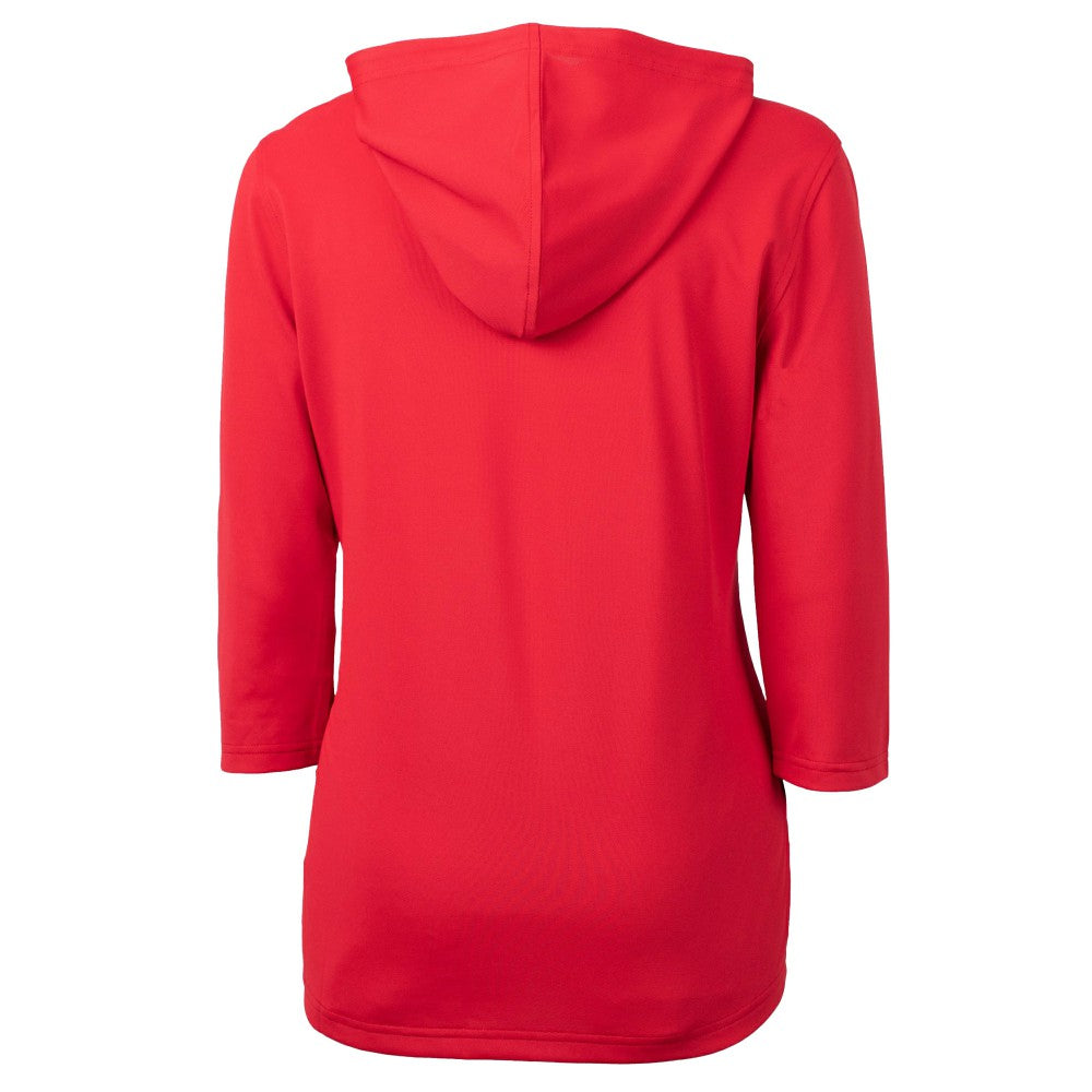 Cleveland Guardians Cutter & Buck Women's  DryTec Virtue Eco Pique Recycled 3/4-Sleeve Half-Zip Pullover Hoodie Red