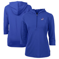 Los Angeles Dodgers Cutter & Buck Women's  DryTec Virtue Eco Pique Recycled 3/4-Sleeve Half-Zip Pullover Hoodie Blue
