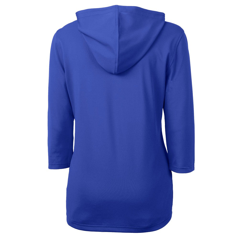 Los Angeles Dodgers Cutter & Buck Women's  DryTec Virtue Eco Pique Recycled 3/4-Sleeve Half-Zip Pullover Hoodie Blue
